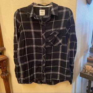 ONLY Black & White Button Down Long Sleeve Size 34